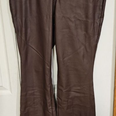 Torrid Women's Plus Size 00X Brown Faux Leather Boot Cut Leggings NWOT